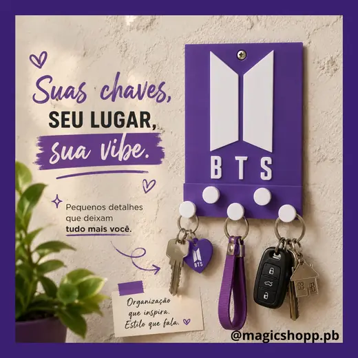 Porta-chaves BTS logo roxo