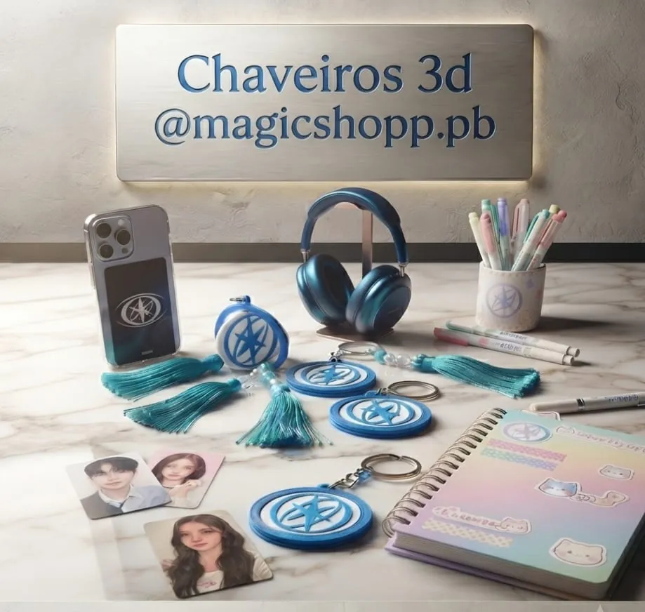 Kit chaveiros 3D e acessorios azul