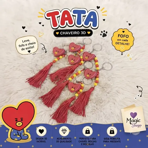 Chaveiro TATA coracao 3D
