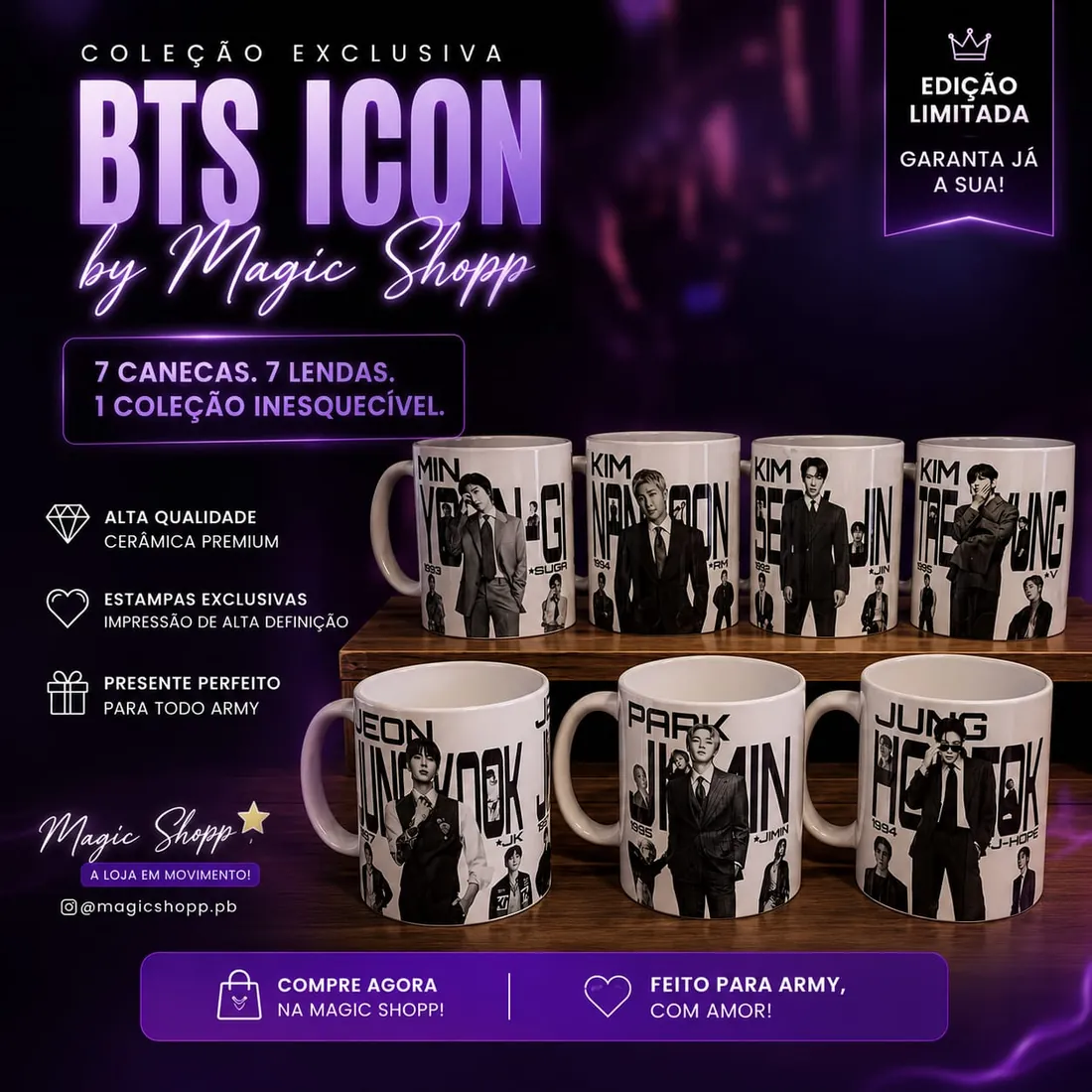 Colecao canecas BTS ICON
