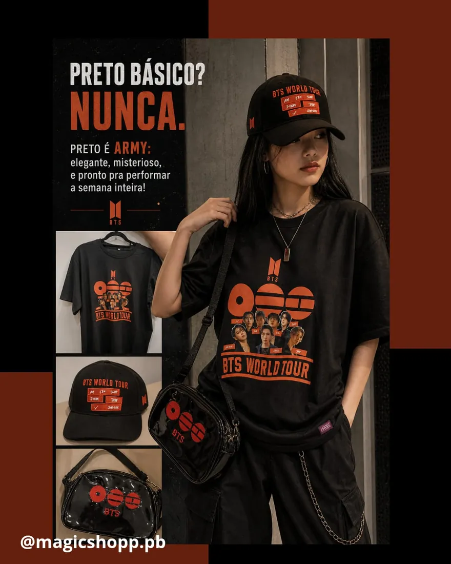 Camiseta e Bone Preto BTS World Tour