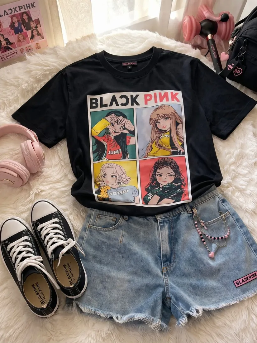 Camiseta Preta BLACKPINK 4 Membros