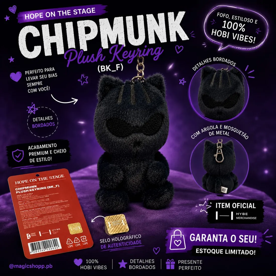 Chaveiro de pelucia Chipmunk
